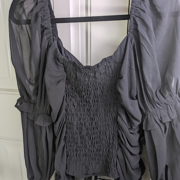 Nasty Gal Black Sheer Ruched Blouse - Picture 6 of 10